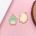 Ciondoli a pinguino in metallo verde e oro rosa con smalto per gioielli fai-da-te - Stile Uccellino (15384) / 1 Pezzo/Confezione (17x21mm) / Verde