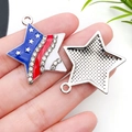 Star-shaped American flag pendant with red white blue enamel and crystals finish - Independence Day Five-Pointed Star (19070)