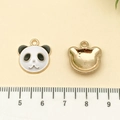 DIY cartoon panda alloy pendant with gold plating and enamel finish for jewelry making - White Enamel Round Panda (12323)