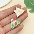 Detailed front and back view of Japanese-style enamel triangle charm with kanji text - Happy Triangle Zongzi (22890)
