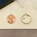Pendentif tournesol en émail rose avec perle pour création bijoux DIY, taille 18mm - Style Tournesol Rose (22064)