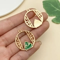 Detailed view of golden Chinese style charms with green zongzi and folding fan patterns - Balcony Zongzi (22888)