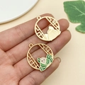 DIY gold metal panda charms with green enamel bamboo details for keychains and jewelry - Green Leaf Balcony Zongzi (22887)