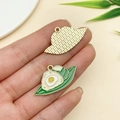 Detail of DIY alloy panda rice dumpling and straw hat pendants for handmade jewelry - Double Zongzi Pendant (23034)