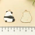 Pendentif panda en émail avec dos en métal doré pour la création de bijoux DIY - Panda de Dos en Émail Blanc (21675)