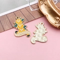 Λεπτομέρεια I LOVE MAMA charms με κίτρινα σμάλτα τριαντάφυλλα και μεταλλική υφή πίσω - 18x26mm / 18541-Κίτρινο Λουλούδι Γιορτή της Μητέρας