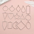Assorted geometric open bezel pendants in silver alloy for DIY resin jewelry making - White K Geometric Frame Mixed Style (SN1129)