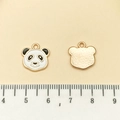 Pendentif panda en alliage doré avec émail noir et blanc pour la création de bijoux DIY - Panda Espiègle en Émail Blanc (21681)