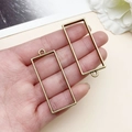 Colgante de marco hueco rectangular en bronce antiguo para bisutería artesanal - Bisel de Marco Rectangular (10492)
