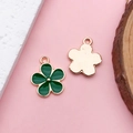 Ciondolo a fiore dorato con smalto verde scuro per gioielli fai-da-te e orecchini - Stile Fiore (17538) / 1 Pezzo (14x17mm) / Verde