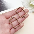 Colgantes rectangulares de bronce antiguo para creación de joyas DIY, set de dos - Bisel de Marco Rectangular (10490)