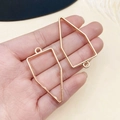 Par de marcos geométricos huecos dorados de aleación para creación de joyas DIY - Bisel de Marco de Bala (10471)