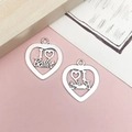 Colgantes de corazón plateados con texto 'I Love Ballet' para creación de bisutería - Corazón de Ballet de Aleación de Zinc Plata Antigua