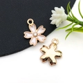 Pink gradient cherry blossom flower pendant with crystal for DIY necklace making - Rhinestone Sakura Pendant (9922)