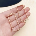 Par de marcos rectangulares huecos de metal dorado con anillos pequeños para joyas DIY - Bisel de Marco Rectangular (10467)