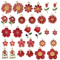 Mélange de pendentifs fleurs rouges en alliage pour création de bijoux DIY et colliers - Ensemble de Pendentifs Fleurs Rouges (SN746)