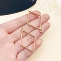 Par de colgantes geométricos en forma de rombo oro KC para creación de joyería - Bisel de Marco de Rombo (10465)