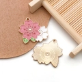 Pink and white cherry blossom enamel flower pendant with gold plating for DIY jewelry - Pink Enamel Large Cherry Blossom Style (14763)