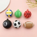 Detail of PVC sports ball pendants including basketball, soccer, and volleyball charms - Sports Ball Set of 6 (SN1197)