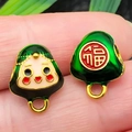 Ciondoli Zongzi in smalto verde con carattere Fu per gioielli fai-da-te Dragon Boat - Perlina Involtino di Riso Smiley Dritta Appesa Grande Verde (22600)