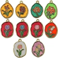 10-piece set of colorful enamel flower charms in gold-plated alloy for DIY jewelry - Enamel Oil Painting Style Flower Series (SN1131)