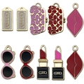 Colorful enamel fashion charms set including handbag, lipstick and sunglasses pendants - Mixed Enamel Lipstick Bag Series (SN1193)