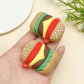 Macro shot of realistic burger keychain charm with layered bun meat and cheese details - Beef Cheese Burger