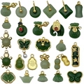 Assorted green faux jade and gold alloy pendants in traditional Chinese retro styles - Mixed 25Pcs Chinese Style Jade Series (SN1135)