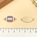 Rugby hanger gouden frame met paars en wit emaille voor DIY sieraden maken hobby - Football (21733) / 26x12mm / Paarse Emaille