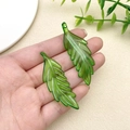 Translucent green acrylic leaf pendants with detailed veins for DIY jewelry making - Light Green Long Feather Leaf (55x19mm)
