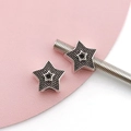 Star shaped silver alloy charm beads with textured matte finish for DIY bracelets - Five-pointed Star (15171)