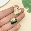 Cartoon panda zongzi alloy pendant with bamboo hat for DIY jewelry making - Straw Hat Triangle Zongzi (22884)
