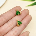 Enamel dragon boat festival zongzi alloy pendant with green and gold finish - Dragon Boat Festival Triangular Dumpling(22603)