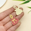 Lucky red fortune bag alloy pendant with enamel finish and gold texture back - Bow Lucky Bag (23037)