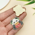 DIY cartoon panda metal pendant with red blessing bag for keychains and jewelry making - Panda Fortune Jar (23042)