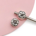 Ciondolo a fiore in argento vintage per bracciali fai-da-te con finitura antica - Fiore di Cuore (15196)