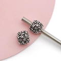 Perline floreali vintage in argento per bracciali fai-da-te con incisione dettagliata - Fiore Rotondo (15200)