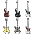 Set of 6 colorful alloy guitar charms with drip oil finish for DIY jewelry and necklaces - Multicolor Six Styles Mix (SN1153)