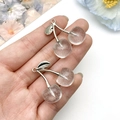 DIY μενταγιόν κεράσι με ασημένιο φύλλο και γκλίτερ ρητίνη για κατασκευή κοσμημάτων - Ασημί Διάφανο Λευκό Γκλίτερ (23240)