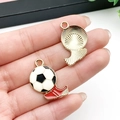 Soccer ball and red sneaker charms for DIY keychains in gold-plated alloy - Sports Soccer (16736) / 21x25mm