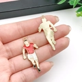 Running athlete sports charm pendant in gold finish and colorful enamel for DIY jewelry - Soccer Athlete (16735) / 18x38mm