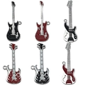 Set di 6 ciondoli a forma di chitarra punk con smalto per collane DIY e accessori musica - Serie di Chitarre Miste (SN1160)