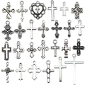 Antike silberne Kreuzanhänger für DIY-Schmuck in verschiedenen Vintage-Designs - Gemischte 26 Stile Je 2 Stück (SN1148)