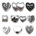 Lot de breloques cœur en argent avec gravures Be My Valentine et Love pour bijoux DIY - Ensemble Cœur Argent Antique (SN136)