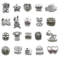 Lot de 20 breloques en alliage de zinc argenté vintage avec motifs cœur et couronne - Ensemble en Alliage Argent Antique (SN726)