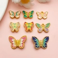 Kleurrijke DIY vlinderhangers van legering met mat gouden rand voor het maken van sieraden - Emaille Vlinder Geperforeerde Set (SN1158)