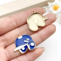 DIY cartoon basketball pendant accessory with blue white enamel and gold plating - Blue Baseball Cap (19636) / 24x25mm