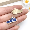 Blue and white soccer shoe pendant in zinc alloy for DIY keychain jewelry making - Blue Baseball Cleat (19640) / 14x26mm