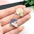 Golden and purple American football helmet charms for DIY jewelry making and keychains - Purple Double Ring Rugby Helmet (21723) / 19x17mm