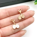 DIY gold alloy racket pendants with white enamel finish and hashtag pattern - Pair Of White Enamel Badminton Rackets (21735) / 20x12mm